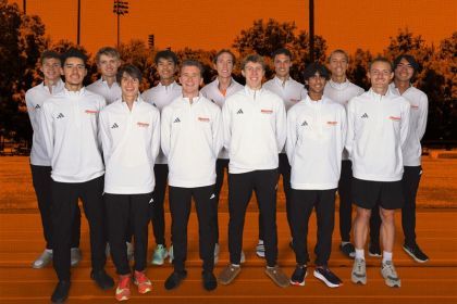 men's cross country team poses for a group photo